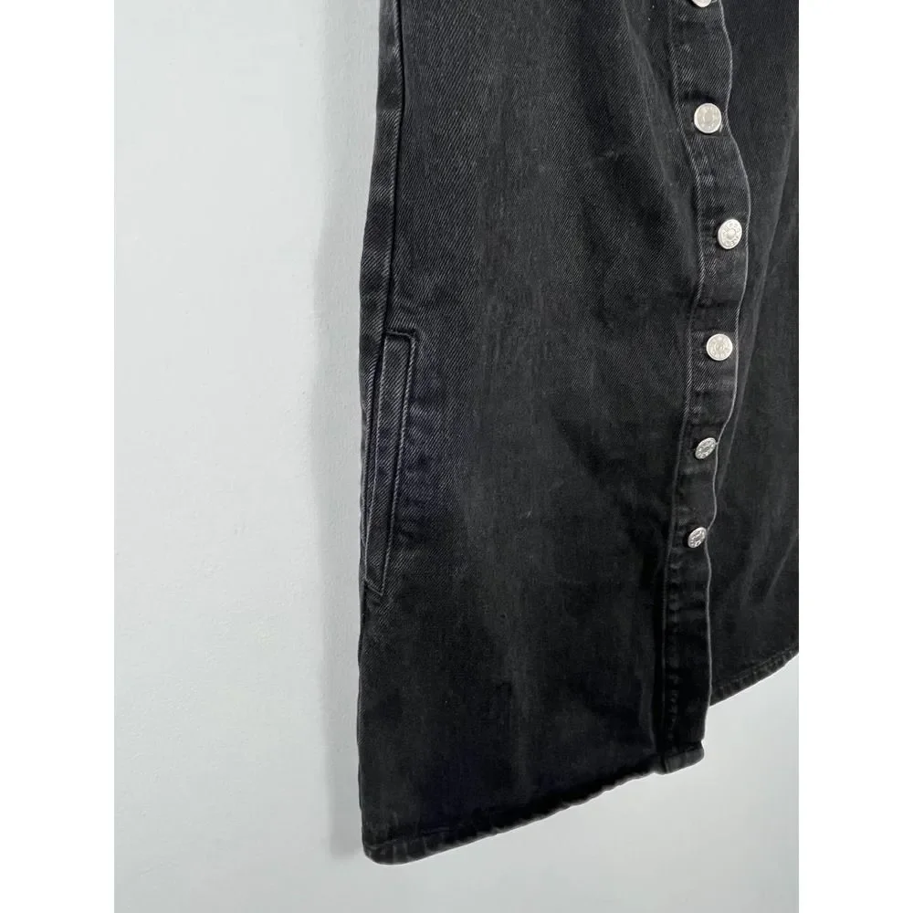 Urban Outfitters Denim Overall Black Jean Button Front Dress Size Small - Picture 4 of 8